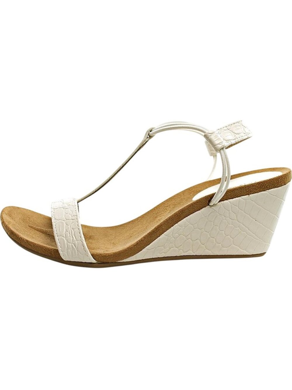 NWT Style & Co. Mulan Wedge Slip On Open Toe Textured Elastic Sandals White 6.5M